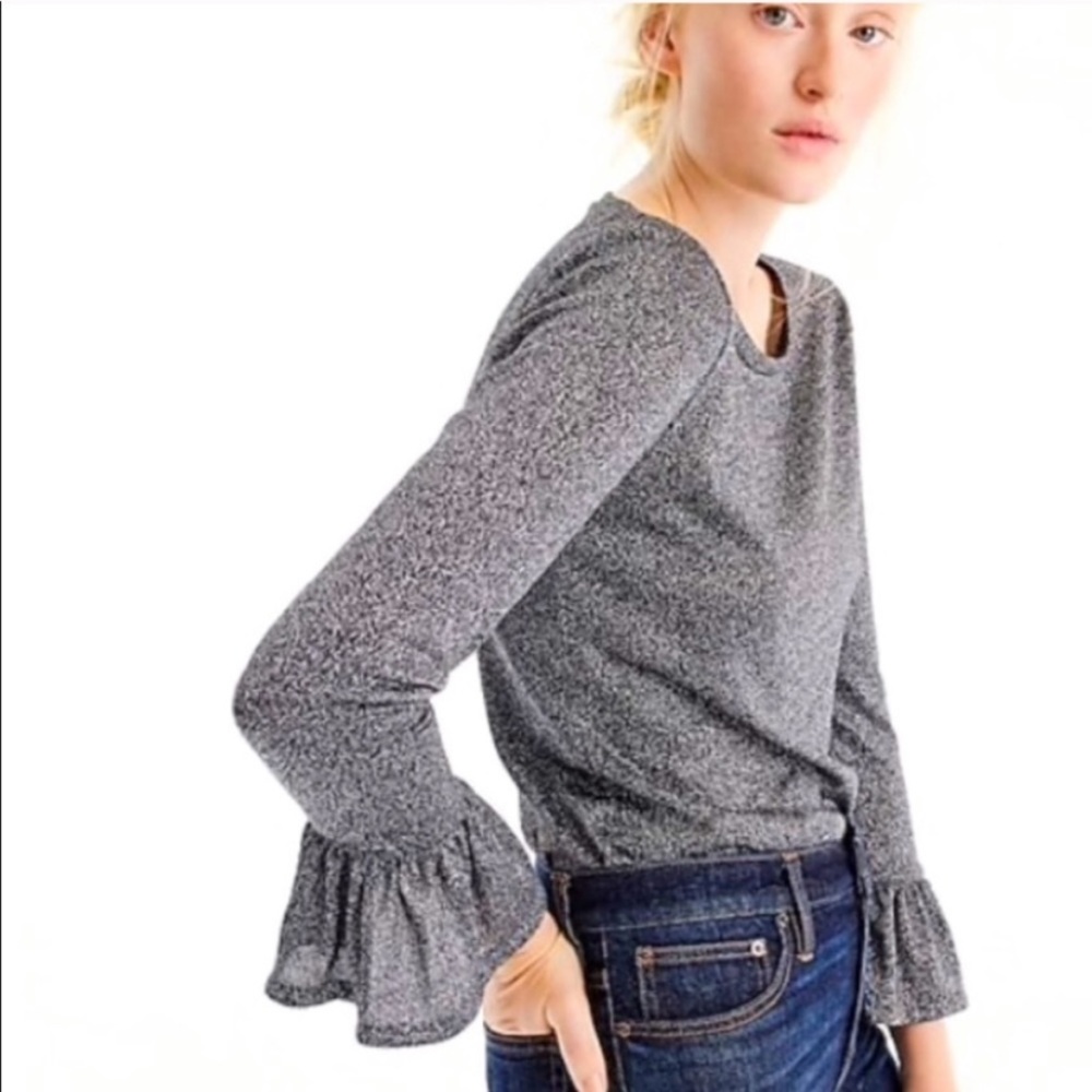 NWT J. Crew Sparkle Bell Sleeve Top